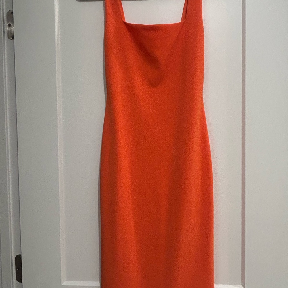 Alice + Olivia Vibrant Orange Midi Slip Dress